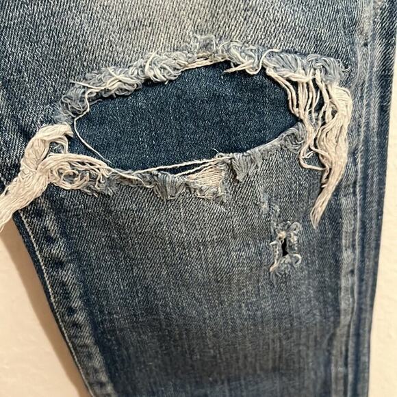 Authentic Moussy Women's 27 Jeans High Rise Light Wash Skinny Distressed Accents - Picture 2 of 7